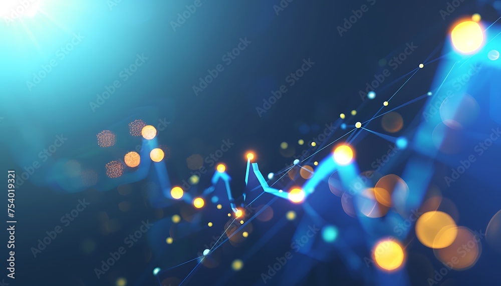 Poster digital graph of rapid investment growth, skyrocketing stocks dynamic graph showing stocks soaring u