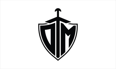 OM initial letter shield icon gaming logo design vector template. batman logo, sports logo, monogram, polygon, war game, symbol, playing logo, abstract, fighting, typography, icon, minimal, knife logo - obrazy, fototapety, plakaty