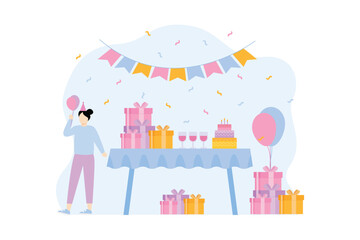 Birthday Party Flat Illustration Design