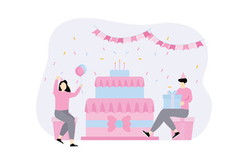 Birthday Party Flat Illustration Design