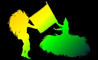 samba, baile, brasil, danza, carnaval, silueta, color, vector, pegatina, plumas, traje, ilustracion, angel, diablo	
