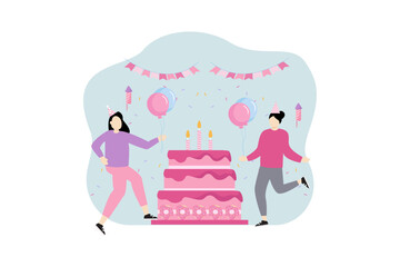 Birthday Party Flat Illustration Design