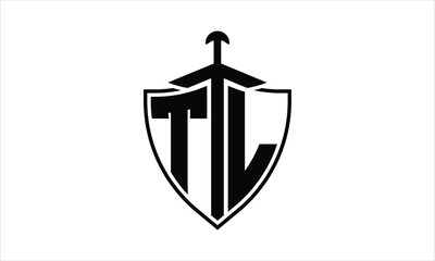 TL initial letter shield icon gaming logo design vector template. batman logo, sports logo, monogram, polygon, war game, symbol, playing logo, abstract, fighting, typography, icon, minimal, knife logo