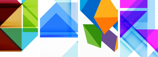 Set of colorful triangle poster cover template backgrounds. Vector illustration For Wallpaper, Banner, Background, Card, Book Illustration, landing page
