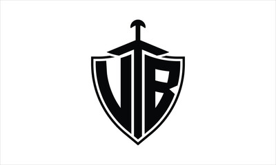 UB initial letter shield icon gaming logo design vector template. batman logo, sports logo, monogram, polygon, war game, symbol, playing logo, abstract, fighting, typography, icon, minimal, knife logo