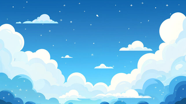Cloud background  cartoon blue sky with white clouds 