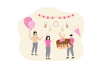 Birthday Party Flat Illustration Design