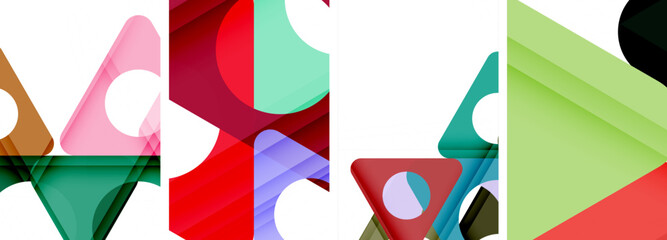 Abstract background set featuring captivating triangles. Harmonious blend of geometry and style, these designs bring modern flair