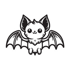 Obraz premium Line art of cute bat cartoon vector