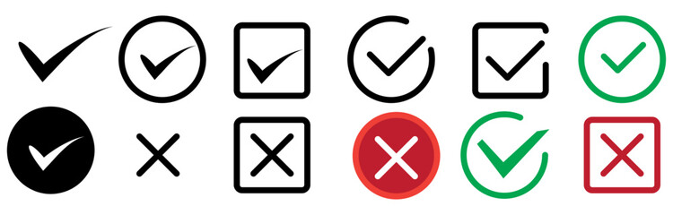 Obraz premium Check mark icon set, green check mark icon set flat vector illustration on white background..eps