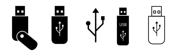 Usb icon set, Flash disk sign vector, flash drive set simple illustration..eps