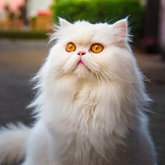 Naklejka na ściany i meble 흰색의 페르시안 고양이를 귀엽게 표현 했습니다. 