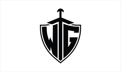 WG initial letter shield icon gaming logo design vector template. batman logo, sports logo, monogram, polygon, war game, symbol, playing logo, abstract, fighting, typography, icon, minimal, knife logo