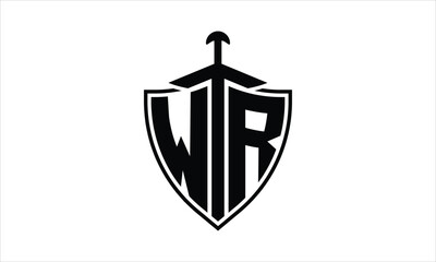 WR initial letter shield icon gaming logo design vector template. batman logo, sports logo, monogram, polygon, war game, symbol, playing logo, abstract, fighting, typography, icon, minimal, knife logo