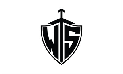 WS initial letter shield icon gaming logo design vector template. batman logo, sports logo, monogram, polygon, war game, symbol, playing logo, abstract, fighting, typography, icon, minimal, knife logo