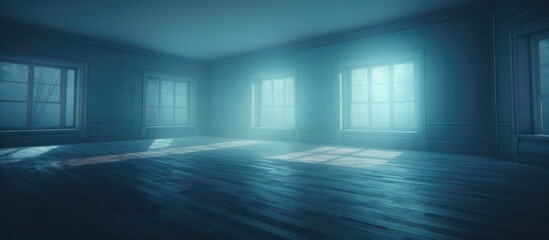 An empty room with numerous windows along the walls, flooding the space with natural light. The room appears spacious and inviting, with no furniture or decorations present.