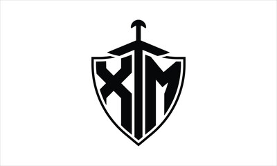 XM initial letter shield icon gaming logo design vector template. batman logo, sports logo, monogram, polygon, war game, symbol, playing logo, abstract, fighting, typography, icon, minimal, knife logo