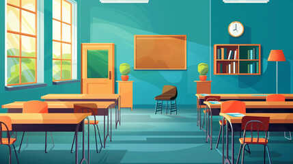 Empty classroom interior school or college class 