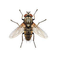 Macro shot of a dung fly. Isolated on transparent background. 