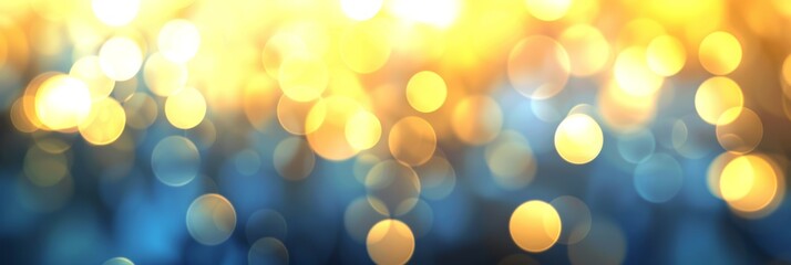 Obraz premium Soft delicate bokeh background in sky blue, pale yellow, and ivory white colors for design concepts