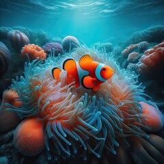 Beautiful clownfish in the open sea - version 4