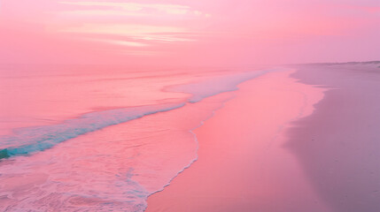 Tropical pink beach at dawn.