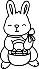 Rabbit with Easter egg outline coloring