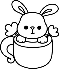 Rabbit Easter day outline coloring