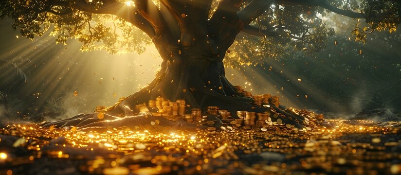 Golden Banyan Tree A Wealth Management Visual, To convey the idea of successful wealth management and growth through an extraordinary, AI-generated