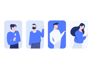 Flat vector illustration of business people operating work scene
