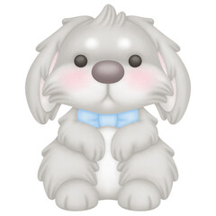 hand drawn watercolor illustration easter bunny with blue bow