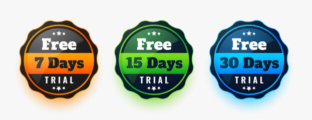 modern free trial badge background for 7 15 and 30 days