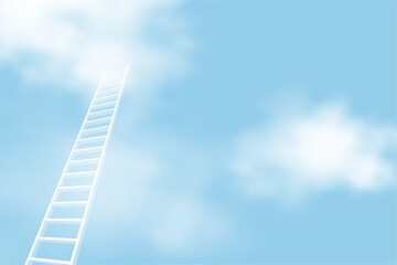Fototapeta na wymiar minimal progress ladder background with high sky heaven cloud