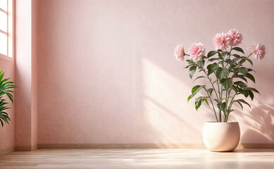 Vase of Pink and Purple Flowers on Table