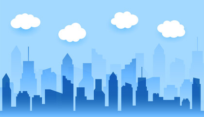Naklejka premium stunning cityscapes banner with cute cloud design