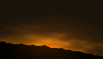 beautiful night sky banner glowing star field and mountain design