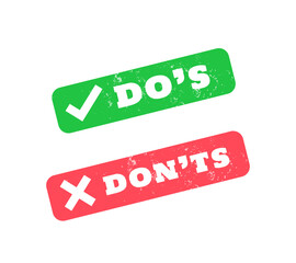 grungy style do and donts check mark sign design