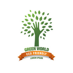 Obraz premium Eco logo vector green leaf template design