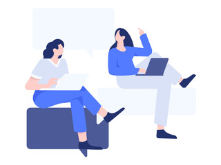 Flat vector illustration of business people operating work scene
