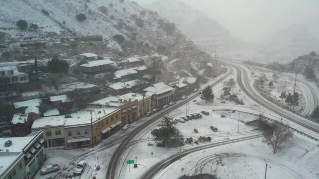 Snow covered city of Bisbee