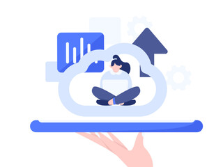 Flat vector illustration of business people operating work scene
