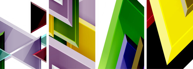 Triangle composition poster background set for wallpaper, business card, cover, poster, banner, brochure, header, website