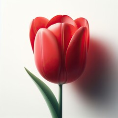 Red tulip on white background