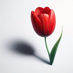 Red tulip on white background