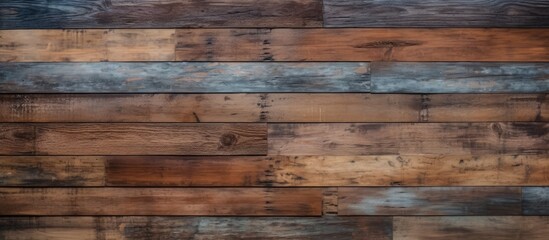 Fototapeta premium This close-up shot showcases a vintage wooden wall made of textured planks. The weathered appearance and rustic charm of the wood create a visually striking background.