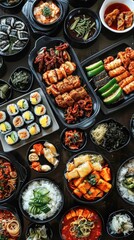 Korean food background . Vertical background 