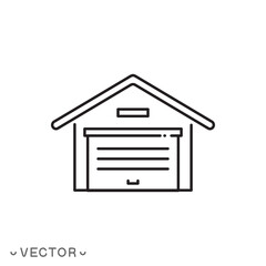 garage icon, car service thin line symbol isolated on white background, editable stroke eps 10 vector illustration