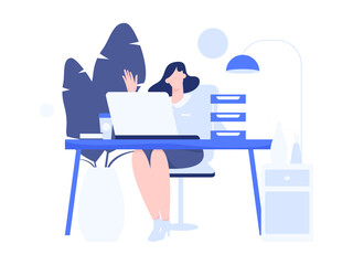 Flat vector illustration of business people operating work scene

