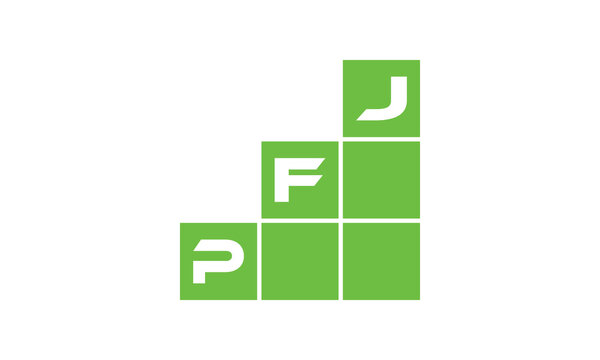 PFJ initial letter financial logo design vector template. economics, growth, meter, range, profit, loan, graph, finance, benefits, economic, increase, arrow up, grade, grew up, topper, company, scale