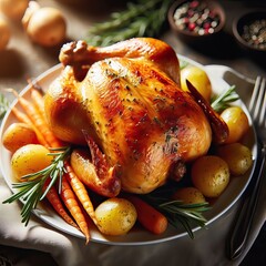 Roasted chicken with vegetables